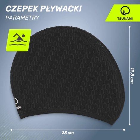 Czepek na basen damski TSUNAMI TEXTURE czarny