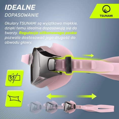 Okulary do pływania TSUNAMI różowe