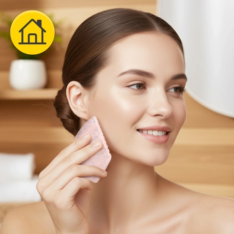 Karbowany kamień Gua Sha z naturalnego różowego kwarcu