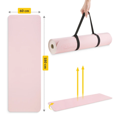 Mata do ćwiczeń i jogi antypoślizgowa TPE 0,6 cm różowa