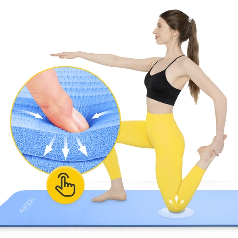 Mata do ćwiczeń fitness i jogi NBR 180 × 60 × 1,5 cm niebieska