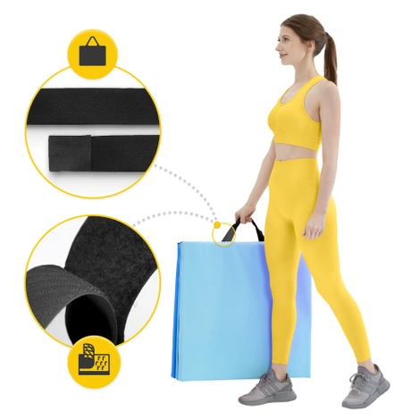 Materac gimnastyczny do ćwiczeń składany niebieski