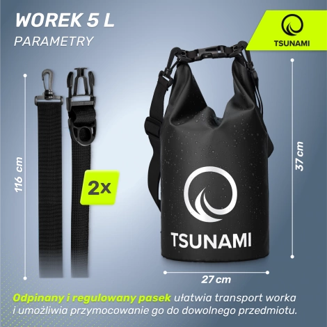 Worek wodoodporny 5 litrów TSUNAMI czarny