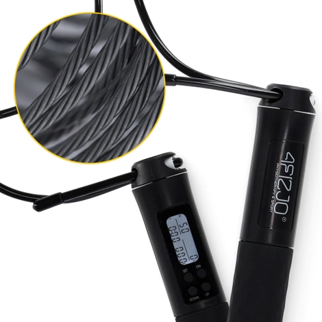 Skakanka z licznikiem i kulkami czarna