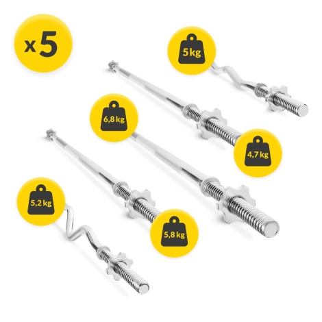 Zestaw 5 gryfów - prosty, lekki i mocno łamany