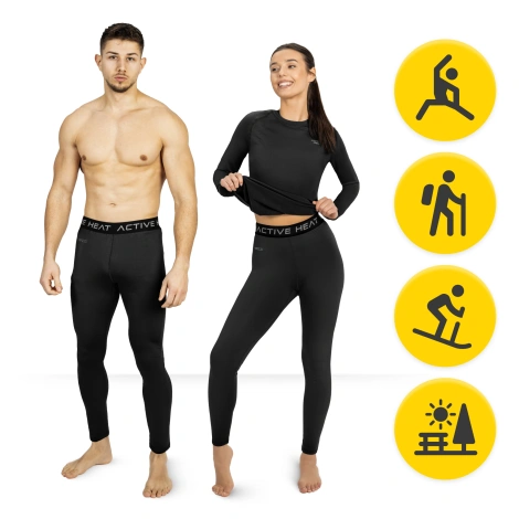 Spodnie termiczne unisex - czarne, rozmiar M