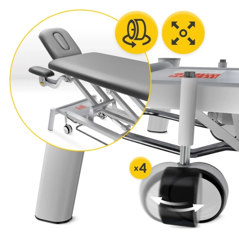 Stół do masażu i rehabilitacji elektryczny PURE+ szary