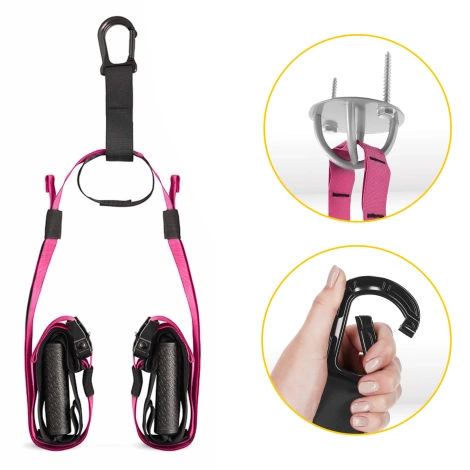 Pasy treningowe taśmy do ćwiczeń TRX różowe