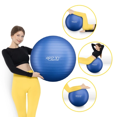 Piłka gimnastyczna dmuchana 65 cm granatowa