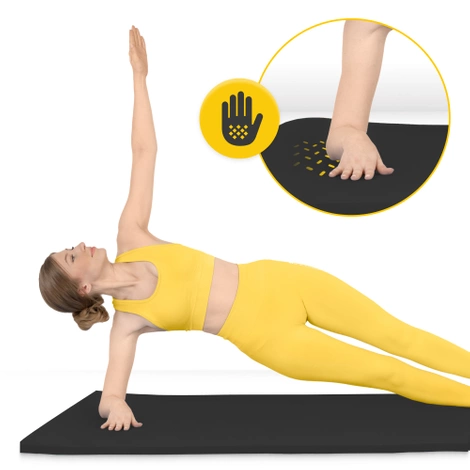 Duża mata do ćwiczeń antypoślizgowa TPE 2 cm czarna