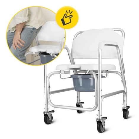 Wózek toaletowy sanitarny dla niepełnosprawnych i seniorów