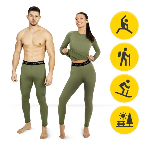 Spodnie termiczne unisex - zielone, rozmiar XL