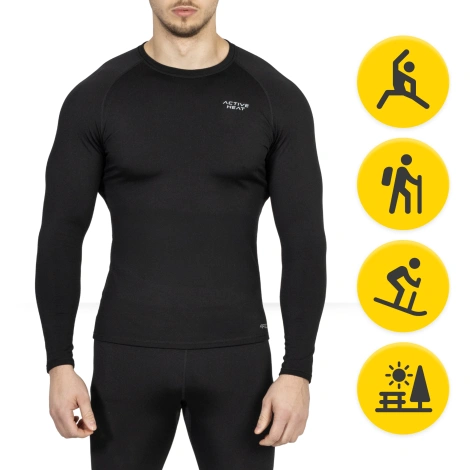 Koszulka termiczna unisex z długim rękawem - czarna, rozmiar XL