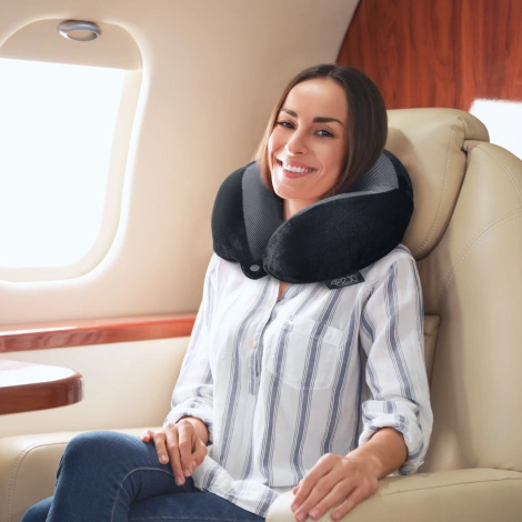 Poduszka podróżna rogal do spania czarna