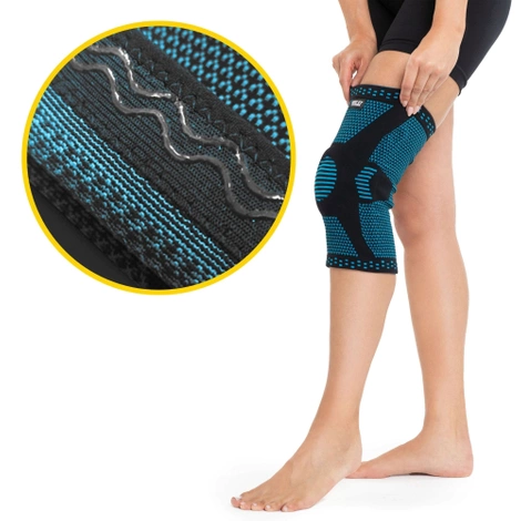 Elastyczna opaska na kolano ze stabilizacją rzepki XXL niebieska