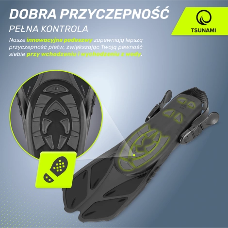 Płetwy do pływania TSUNAMI L/XL szare