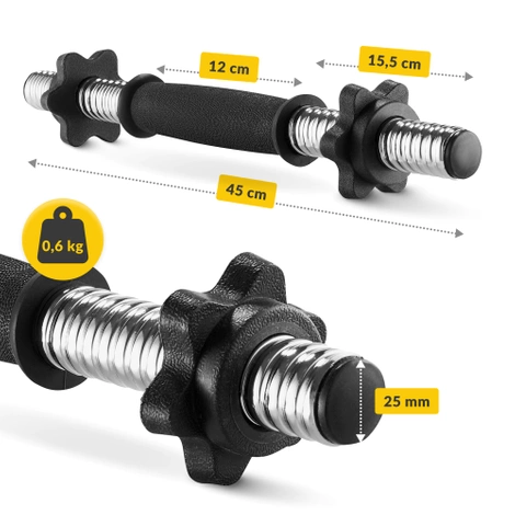 Gryf krótki do hantli z zaciskami 45 cm 2 szt.