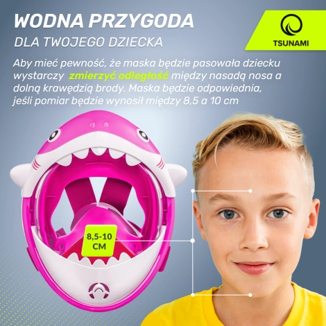 Maska do nurkowania dla dzieci TSUNAMI SHARK różowa
