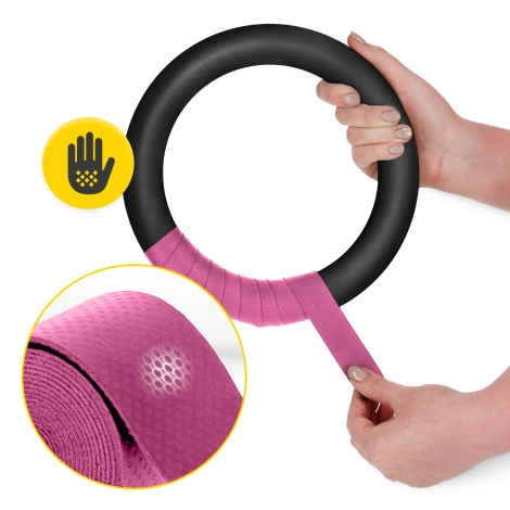 Kółka gimnastyczne do podciągania z ABS czarno-różowe