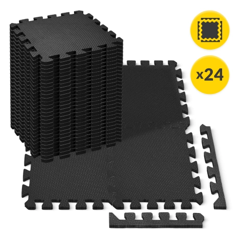 Mata ochronna piankowa PUZZLE na podłogę 24 szt. 30 x 30 cm - czarna
