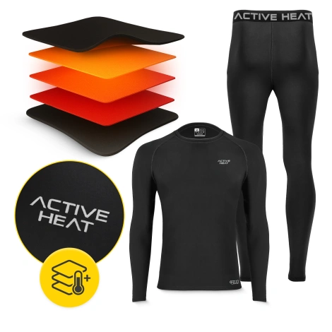 Bielizna termiczna unisex - czarny komplet koszulka + spodnie rozmiar M