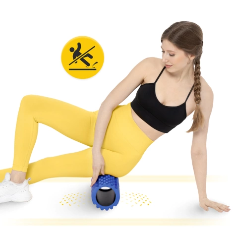 Wałek do masażu z wypustkami EVA 33 cm niebieski