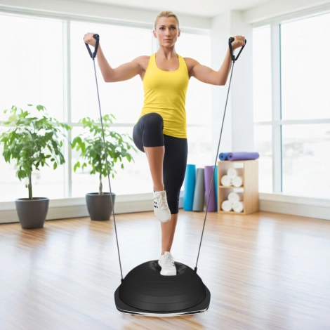 Półpiłka do balansowania równoważna z linkami czarna