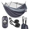 Hamak turystyczny dwuosobowy z moskiterią Mountain Goat szaro-grafitowy