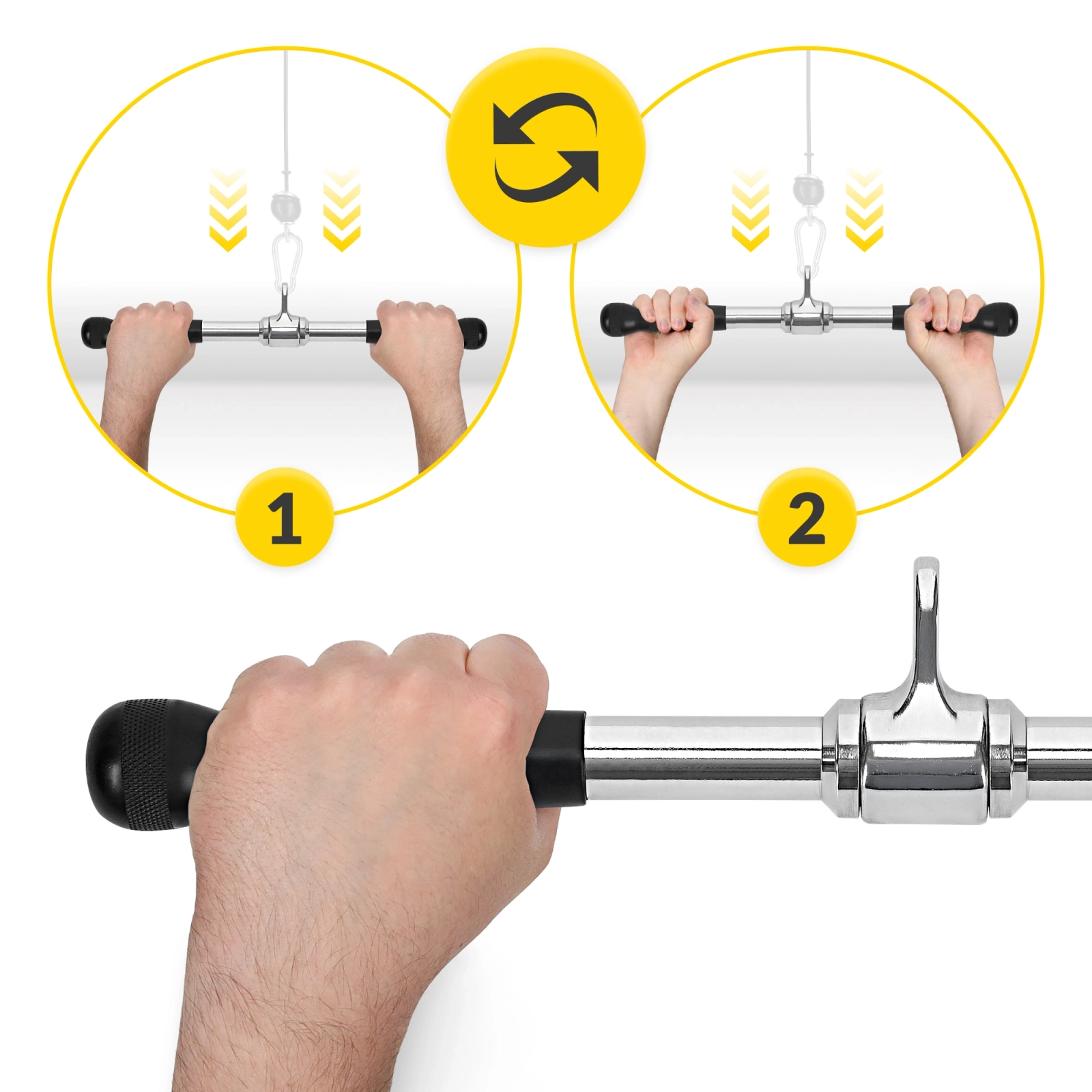  Mâner pentru tracțiuni drept, rotativ, 52 cm