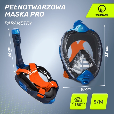 Maska do nurkowania pełnotwarzowa TSUNAMI PRO S/M
