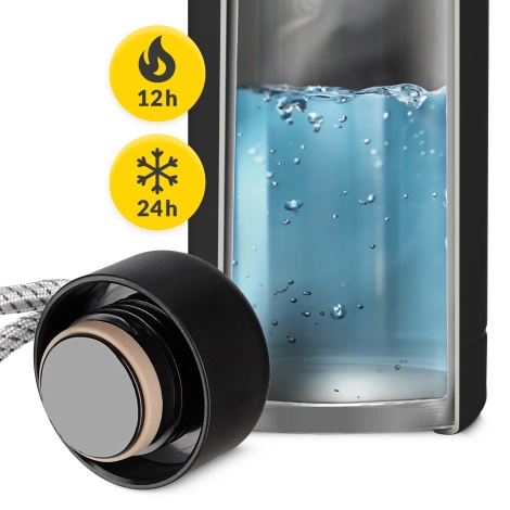 Butelka termiczna z paskiem 540 ml czarna