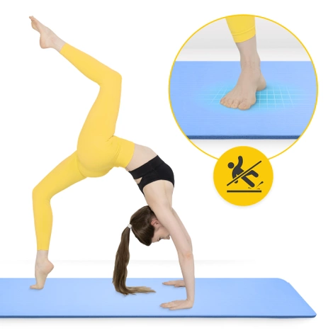 Mata do ćwiczeń fitness i jogi NBR 180 × 60 × 1 cm niebieska