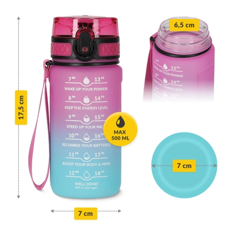 Butelka motywacyjna na wodę 0,5 L różowa