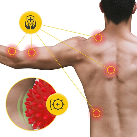 Podwójna piłka sensoryczna do masażu czerwona