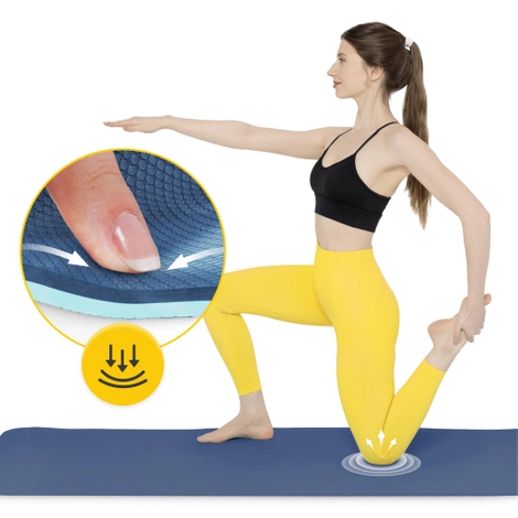 Mata do ćwiczeń i jogi antypoślizgowa TPE 1 cm granatowa