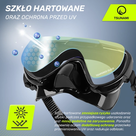 Maska do nurkowania snorkelingu z rurką TSUNAMI czarna