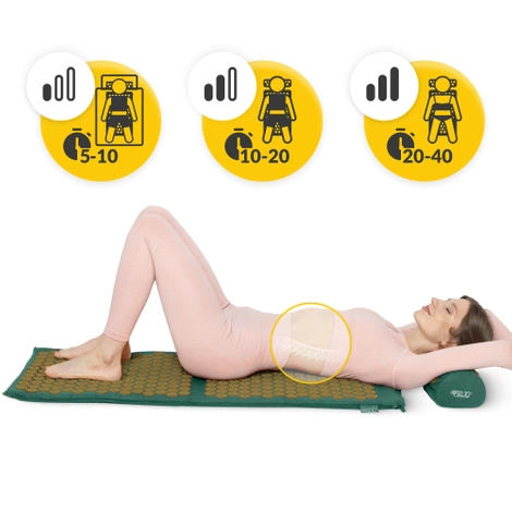 Duża mata do akupresury z poduszką klasyczna XL ciemnozielona