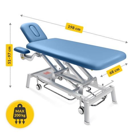 Stół do masażu i rehabilitacji elektryczny PURE+ niebieski