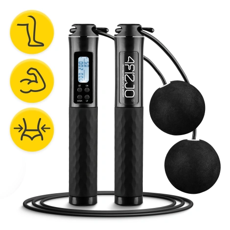 Skakanka z licznikiem i kulkami czarna