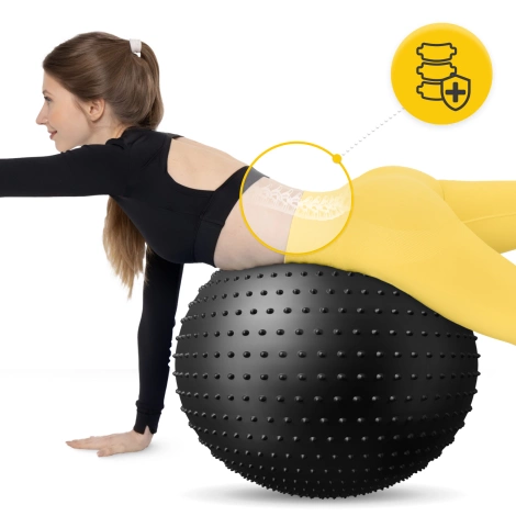 Piłka rehabilitacyjna z kolcami 65 cm czarna