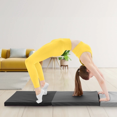 Materac gimnastyczny do ćwiczeń składany szary