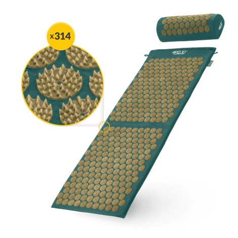 Duża mata do akupresury z poduszką klasyczna XL ciemnozielona