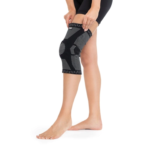 Elastyczna opaska na kolano ze stabilizacją rzepki M szara