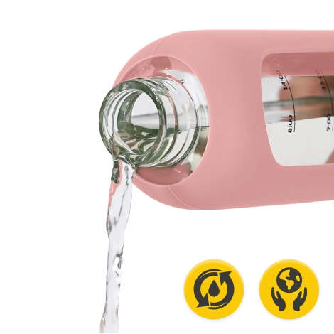 Butelka szklana na wodę 750 ml różowa