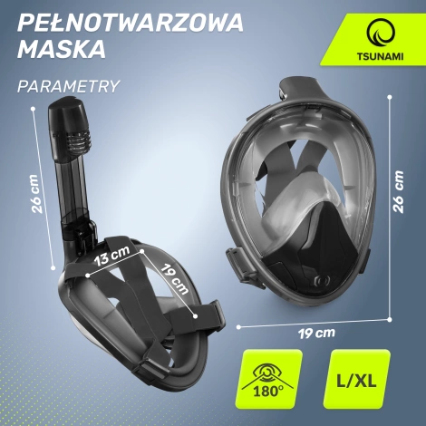 Maska do nurkowania pełnotwarzowa TSUNAMI L/XL
