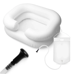 Nadmuchiwany basen do mycia głowy w łóżku z prysznicem