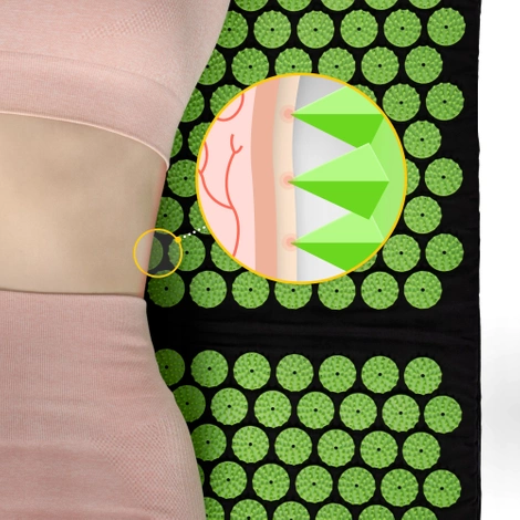 Duża mata do akupresury z poduszką klasyczna XL zielona