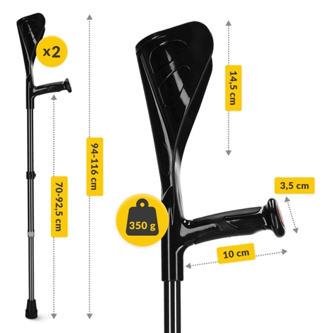 Kule ortopedyczne regulowane PRO czarne