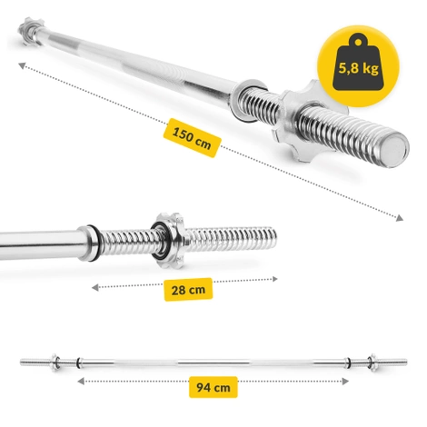 Gryf prosty z zaciskami 150 cm - 5,8 kg