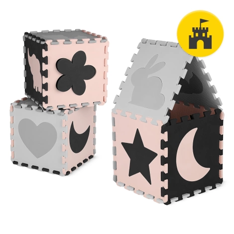 Mata edukacyjna dla dzieci puzzle 150 x 150 cm różowa